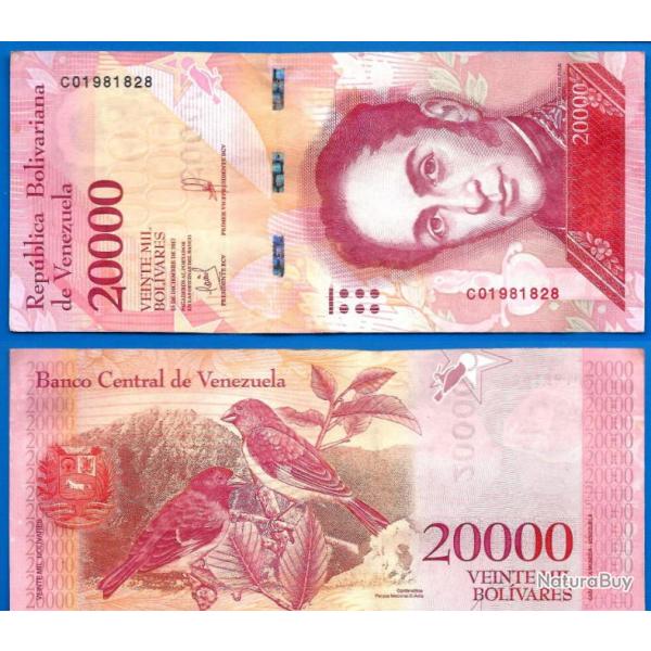 Venezuela 20000 Bolivares 2017 Billet Bolivar Oiseau