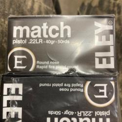 Cartouches 22 lr Eley Match pistol10 boites de 50