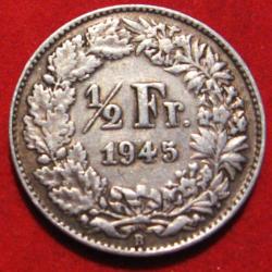 SUISSE piece de 1/2 FRANC ARGENT 1945 et 1948