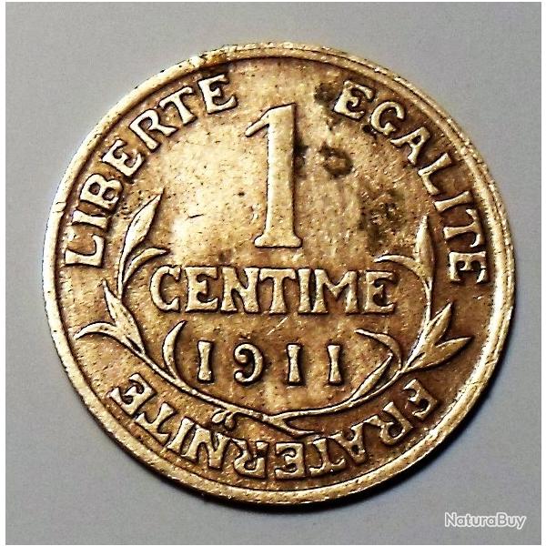 1 pice de 1 centime 1911 cuivre - lot n 157 - Bon tat