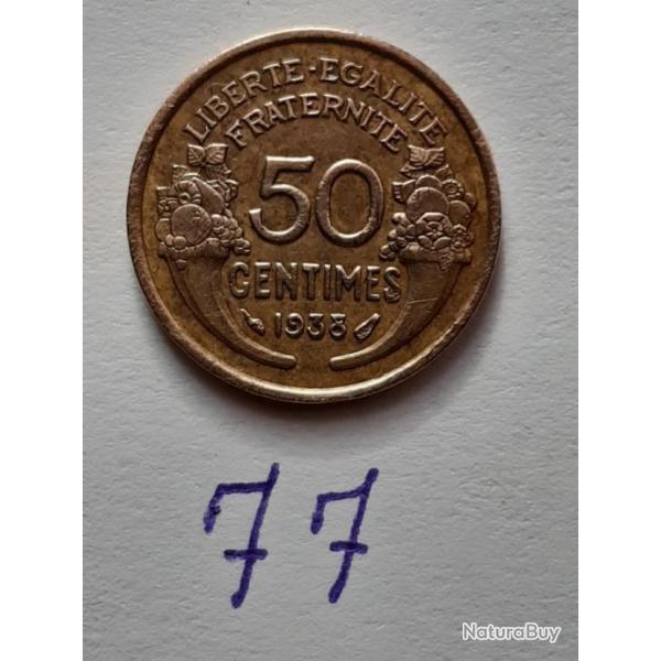 1 pice de 50 centimes de Franc 1938 - lot n 77