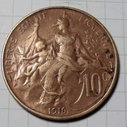 1 pièce de 10 centimes bronze 1916 - lot n° 46