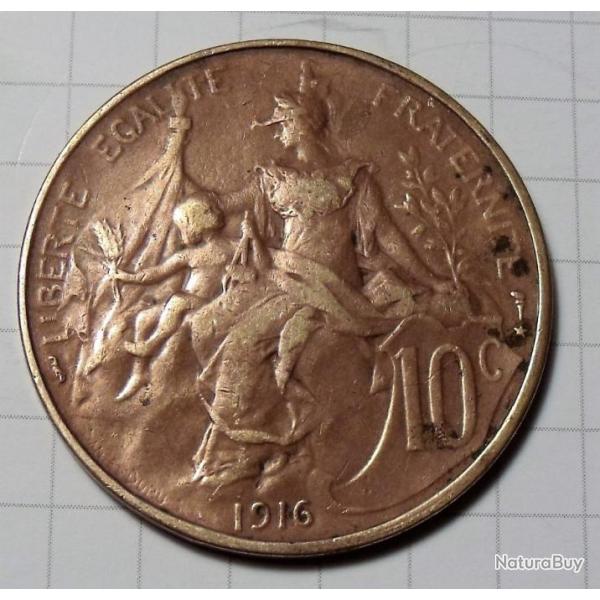 1 pice de 10 centimes bronze 1916 - lot n 46