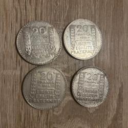 Lot de 20 francs Turin en argent