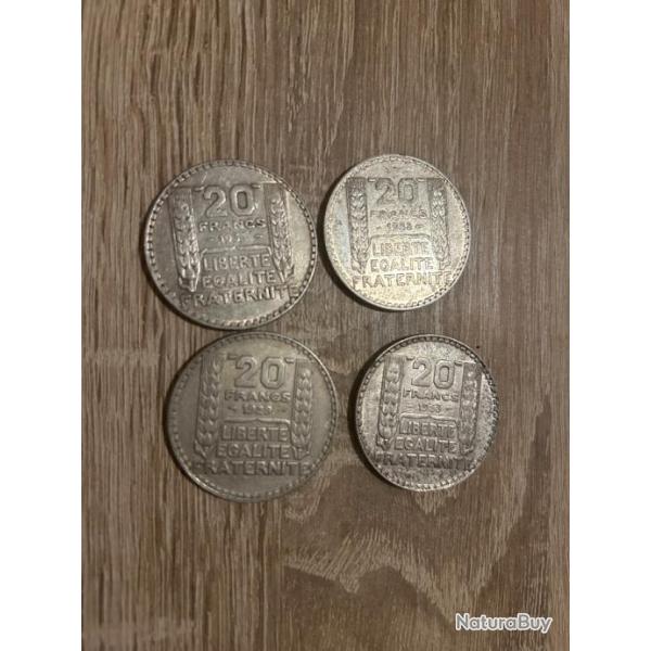 Lot de 20 francs Turin en argent