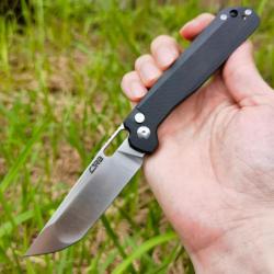 Couteau CJRB Bellona Black Manche G10 Lame Tanto Acier AR-RPM9 IKBS Crossbar Lock Clip J1947BK