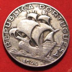 PORTUGAL piece de 2,5 escudos  argent 1944 ttb