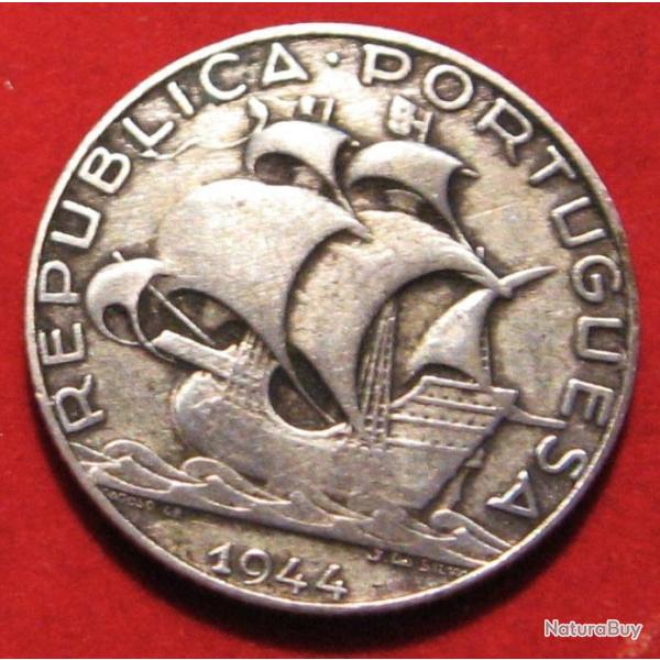 PORTUGAL piece de 2,5 escudos  argent 1944 ttb