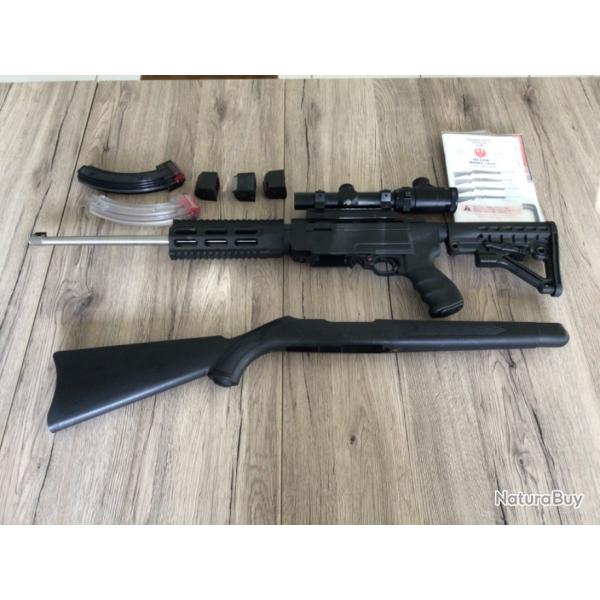 Carabine semi auto RUGER 10/22 typ AR 15 en calibre 22 LR