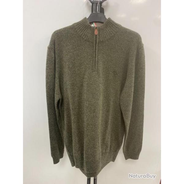 PULL-OVER VERT 100 % PUR LAINE MADE IN ITALIE