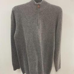 PULL-OVER GRIS FONCE 100 % PUR LAINE MADE IN ITALIE