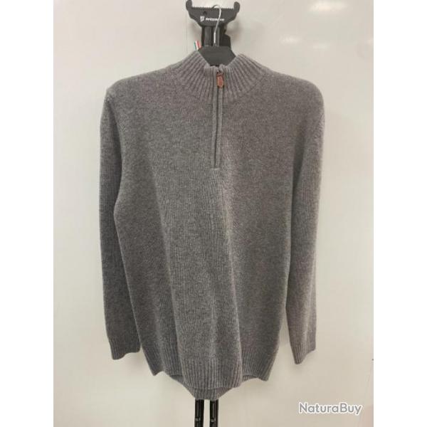 PULL-OVER GRIS FONCE 100 % PUR LAINE MADE IN ITALIE