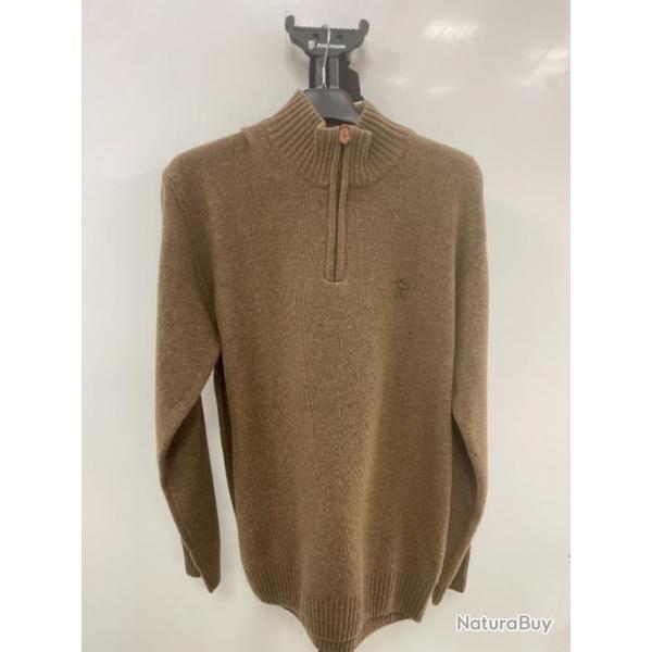 PULL-OVER  MARRON 100 % PUR LAINE MADE IN ITALIE