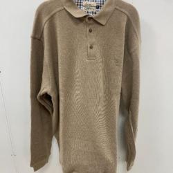 PULL-OVER MARRON CLAIR 50% COTON 50% POLYESTER MADE IN PORTUGAL