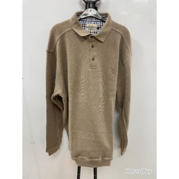 PULL-OVER MARRON CLAIR 50% COTON 50% POLYESTER MADE IN PORTUGAL