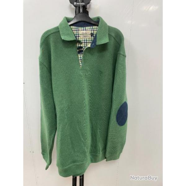 PULL-OVER VERT POMME 50% COTON 50% POLYESTER MADE IN PORTUGAL