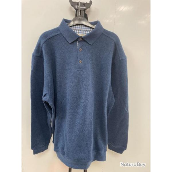 PULL-OVER BLEU FONCE 50% COTON 50% POLYESTER MADE IN PORTUGAL