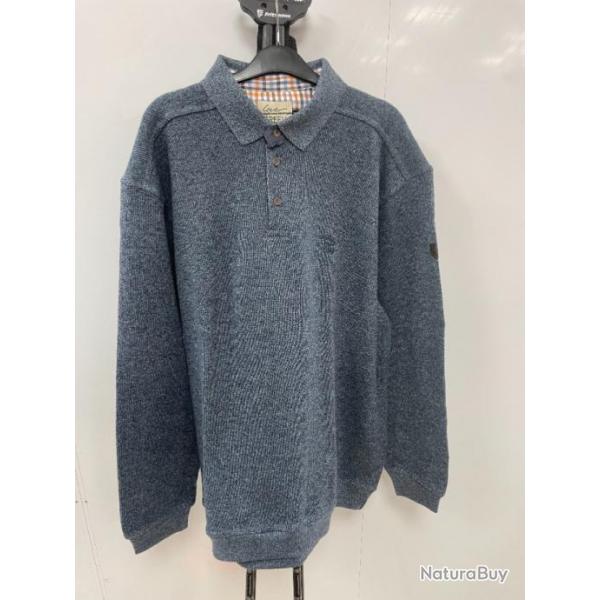 PULL-OVER BLEU CHINE 50% COTON 50% POLYESTER MADE IN PORTUGAL