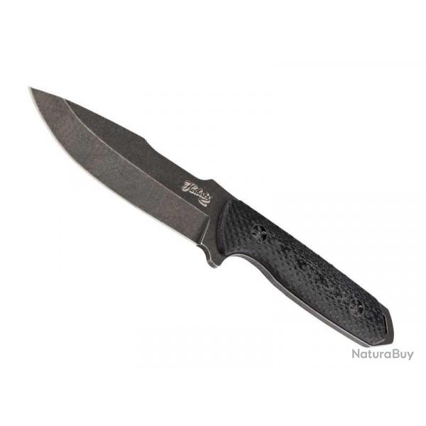 BEL1432 POIGNARD HERBERTZ ACIER BLACKWASH MANCHE G10 NOIR LAME 12CM + ETUI NEUF