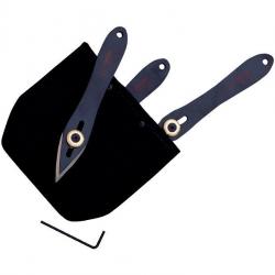 BEL1457 JEU DE 3 COUTEAUX DE LANCER CUDEMAN 15CM REGLABLE NOIRE + ETUI NEUF