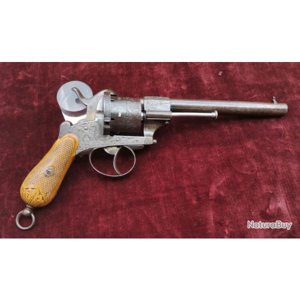 Long Rvolver De Luxe 9mm  Broche En Double Actions Vers 1860 poque Second Empire