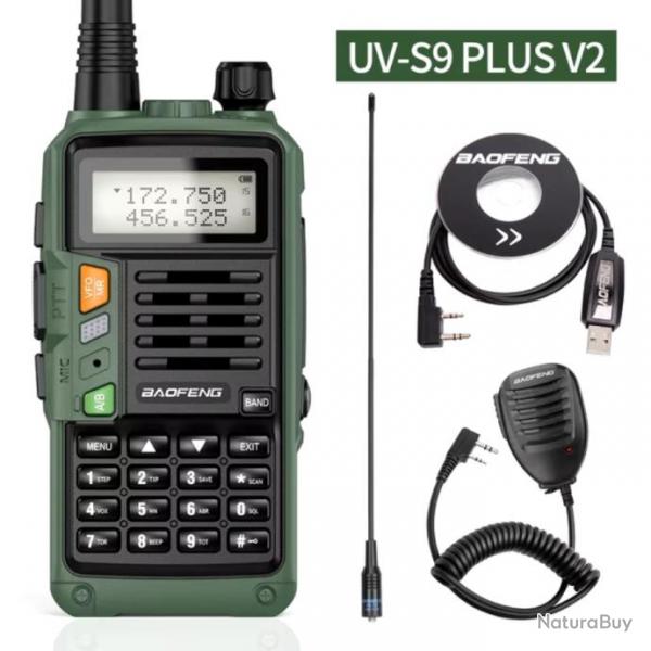 BAOFENG UV-S9 PLUS 10W Vert double bande TALKIES-WALKIES VHF UHF bidirectionnelle - oreillette/micro