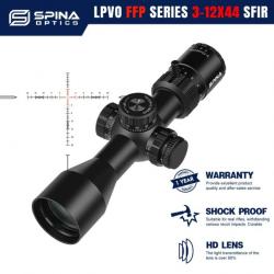 SPINA OPTICS  HD, 3-12x44 FFP SFIR ONLY SCOPE  paiement 3 ou 4 fois LIVRAISON GRATUITE