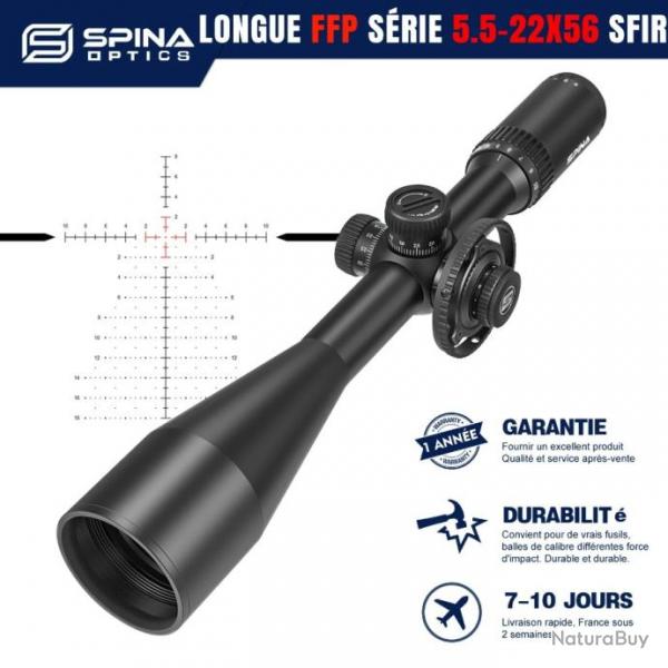 SPINA OPTICS  HD 5.5-22X56 SFIR ONLY SCOPE  paiement 3 ou 4 fois LIVRAISON GRATUITE