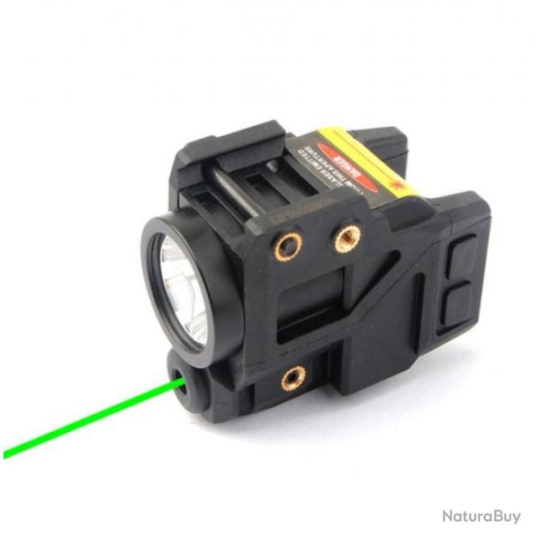 Lampe laser 500 lumens mode stroboscope pour rail picatinny