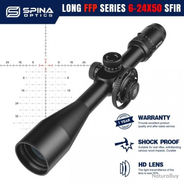 SPINA OPTICS HD 6-24x50SFIR FFP with 11mm haut