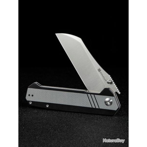 Couteau SENCUT Draxor Black/Gray Manche G10 Lame Acier 9Cr18MoV Satin Sheepsfoot IKBS Clip S240353