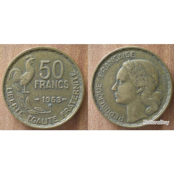 France 50 Francs 1953 B Franc Guiraud Piece