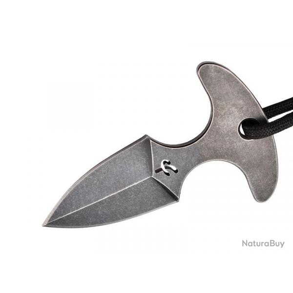 BEL1466 COUTEAU DE COU FRED PERRIN  MINI BUSH DAGGER TOUT ACIER BLACKWASH LAME 4.5CM NEUF