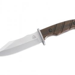 BEL1477 POIGNARD PUMA KNIFE TEC LAME 12.5CM ACIER MANCHE BOIS DE SANTAL + ETUI CUIR NEUF