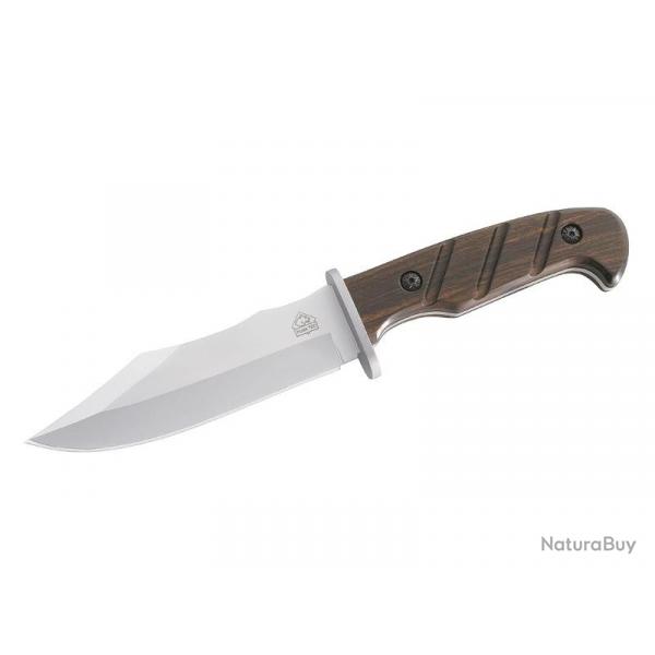 BEL1477 POIGNARD PUMA KNIFE TEC LAME 12.5CM ACIER MANCHE BOIS DE SANTAL + ETUI CUIR NEUF