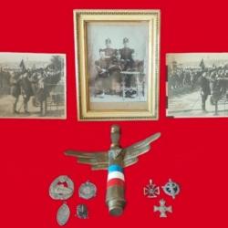 Lot militaria (Quille militaire ,  insigne , photos)