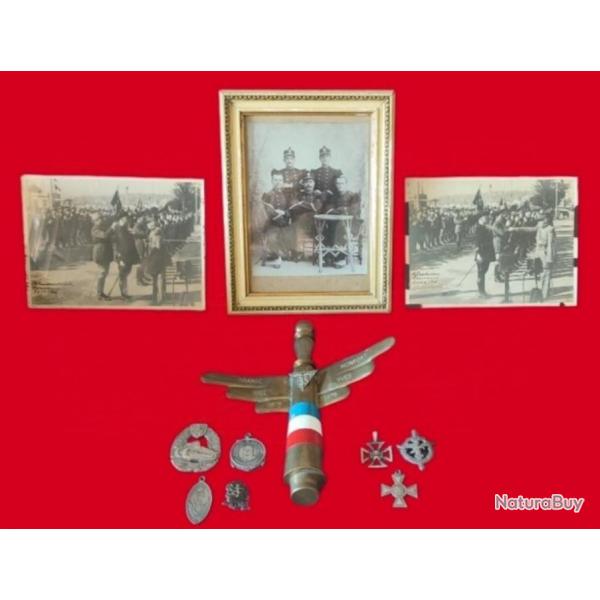 Lot militaria (Quille militaire ,  insigne , photos)