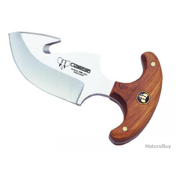 BEL1480 COUTEAU CUDEMAN SKINNER LAME A DEPOUILLER 7CM INOX MANCHE OLIVIER + ETUI NEUF