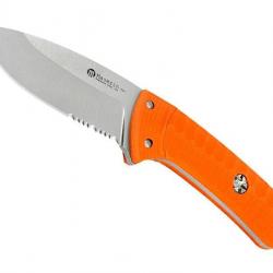 BEL1484 POIGNARD MASERIN "SAX" LAME 8.5CM ACIER SATINE MANCHE G10 ORANGE + ETUI NEUF