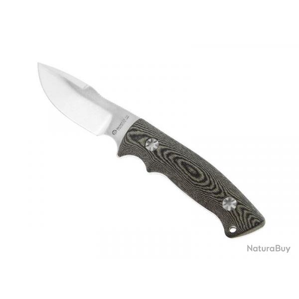 BEL1485 POIGNARD MASERIN TOUT TERRAIN LAME 10CM INOX MANCHE MICARTA GRIS AVEC RESERVE + ETUI NEUF