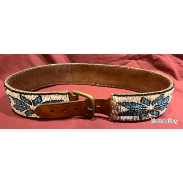 Trs belle ceinture perle indien des plaines monte sur cuir