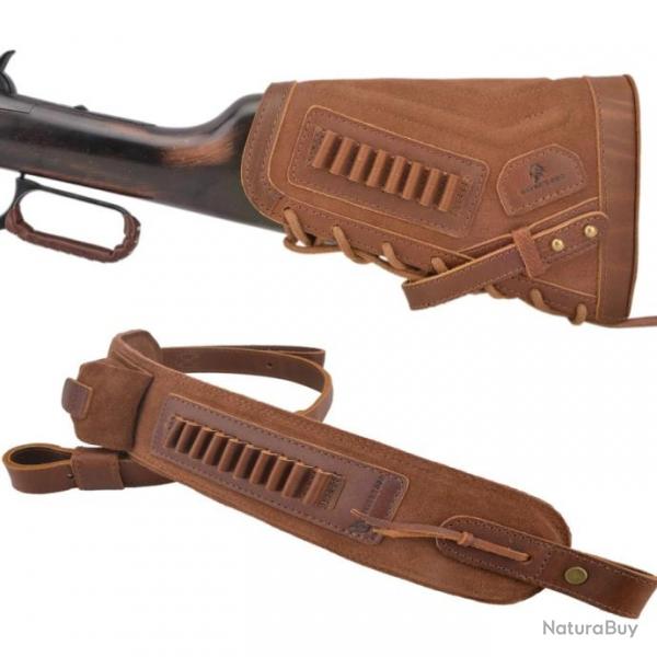 WAYNE'S DOG-Couverture de crosse de fusil en cuir -Brown Left .22 LIVRAISON GRATUITE !!