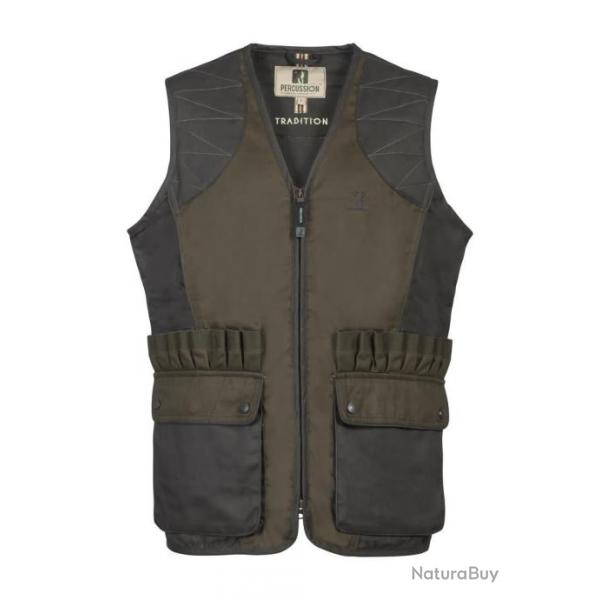 Gilet de chasse Percussion Tradition brod Logo - Kaki clair - 2XL