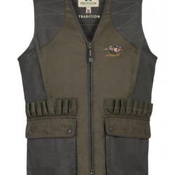 Gilet de chasse Percussion Tradition brodé Sanglier - Kaki clair - 2XL