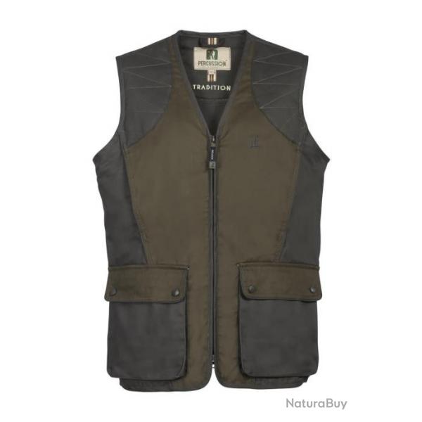 Gilet de chasse Percussion Tradition sans cartouchires brod Logo - Kaki - 3XL