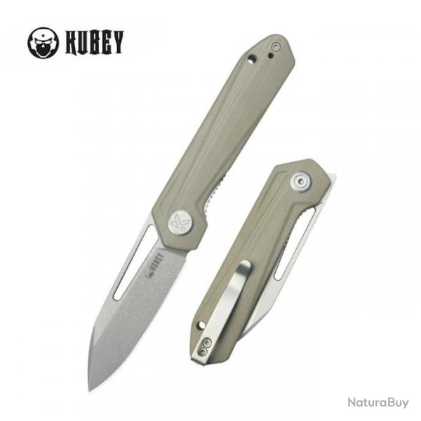 Couteau Kubey Royal Tan Manche G10 Lame Acier 14C28N SW IKBS Linerlock Clip KUB321Q