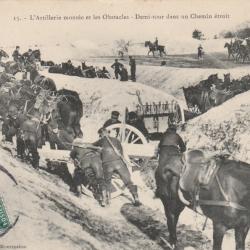 CPA L'Artillerie montée et les Obstacles - Demi tour dans un Chemin