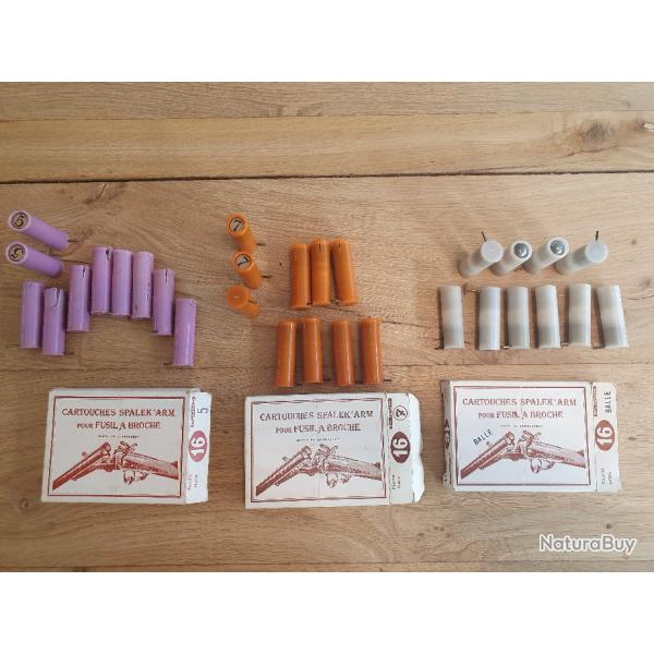 lot de 3 boites SPALEK'ARM de calibre 16  broche : 1 boite  balle - 1  plomb N5 - 1  plomb N7