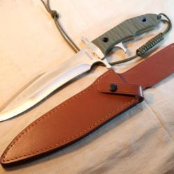 RAMBO RARE Grand Couteau BOWIE Rambo 5 V Last Blood avec Etui en cuir - ref EBR24RAM005