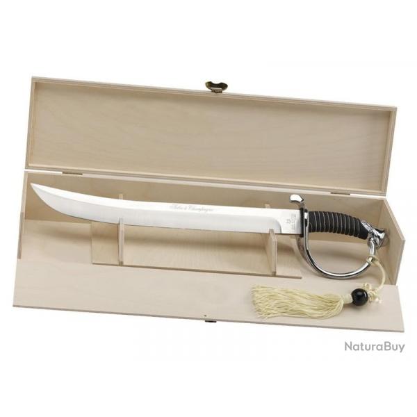 BEL1536 SABRE A CHAMPAGNE FOX PRODUCTION LAME 40CM INOX + COFFRET BOIS NEUF